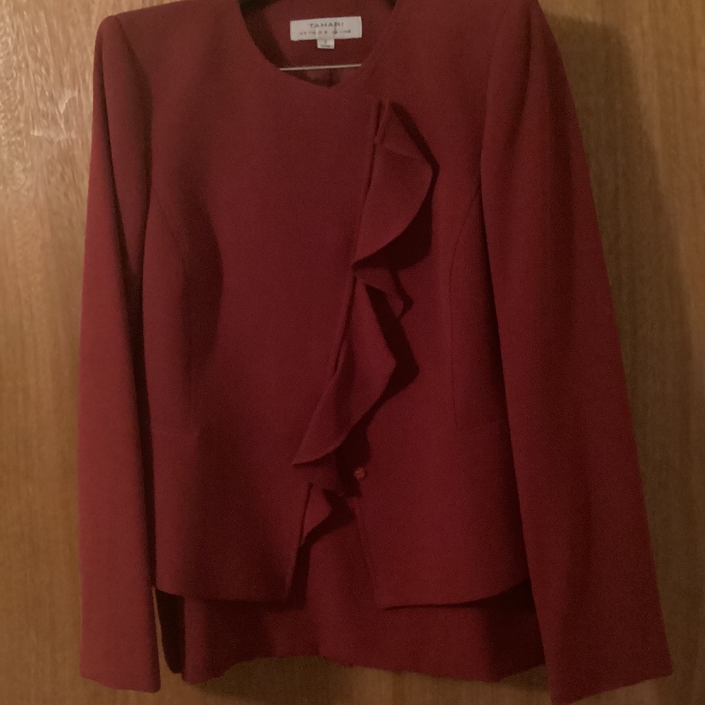 Red skirt suit